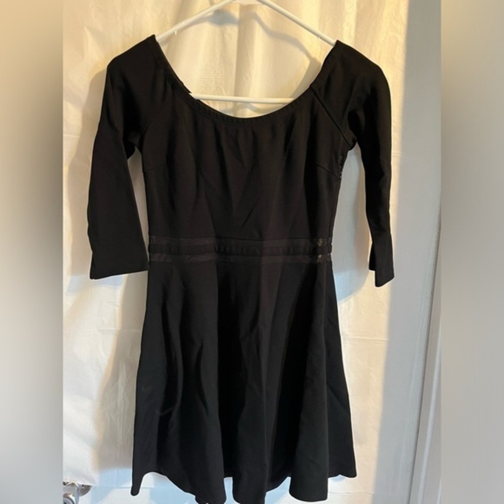 Lulus Say Yes To The Mesh Off the Shoulder Skater Dress Black Size Medium MIDI
